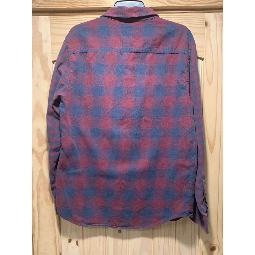 Carbon Large Long Sleeve Vintage Flannel Plaid Button Down Classic Shirt - Picture 5 of 7